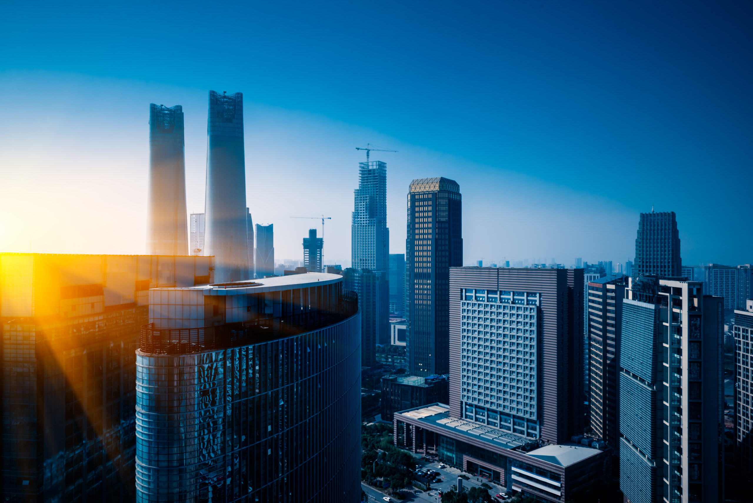 modern business buildings in financial district in city of China.